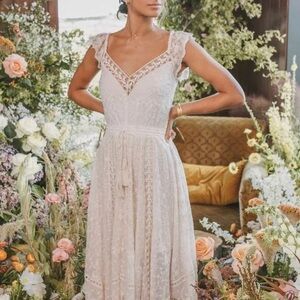 Spell Le Gauze Lace Kerchief Dress - Off White